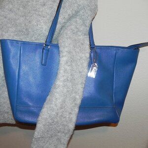 COACH Saffiano Leather City Tote Bag in Blue Style F 23576